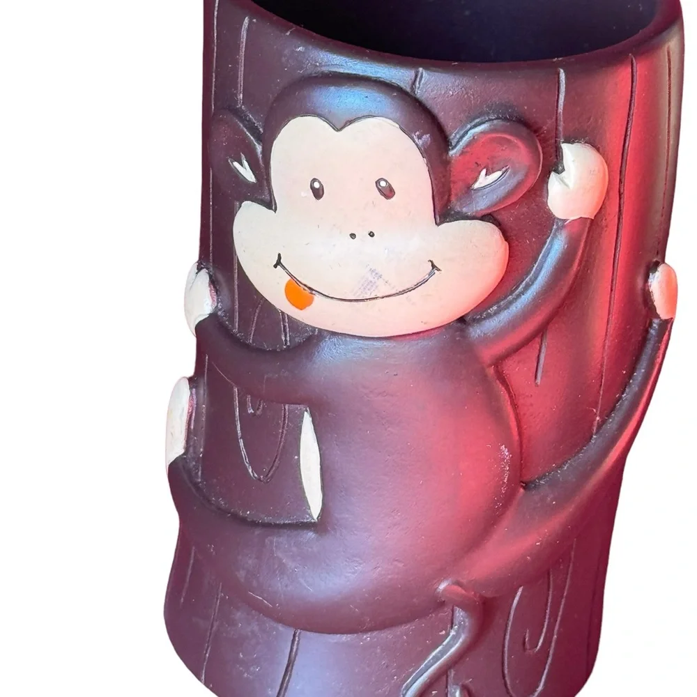 Little brown monkey bathroom toothbrush holder cup
